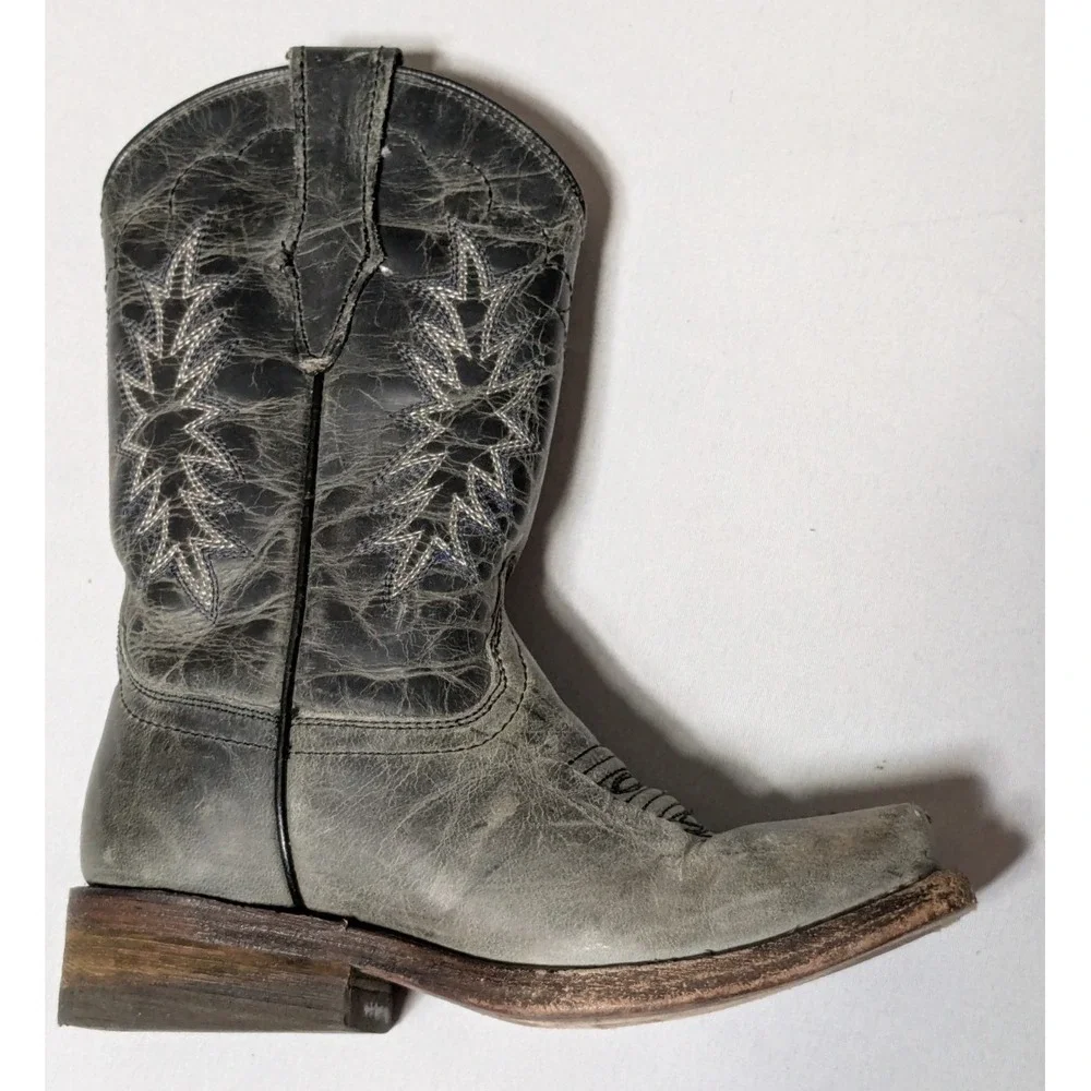 Corral Western Leather Cowboy Boots Gray - Boys Size 9‎ 1/2